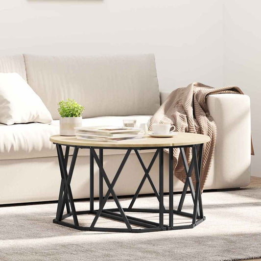Couchtisch Sonoma-Eiche 80 x 80 x 42 cm Ingenieurholz und Stahl