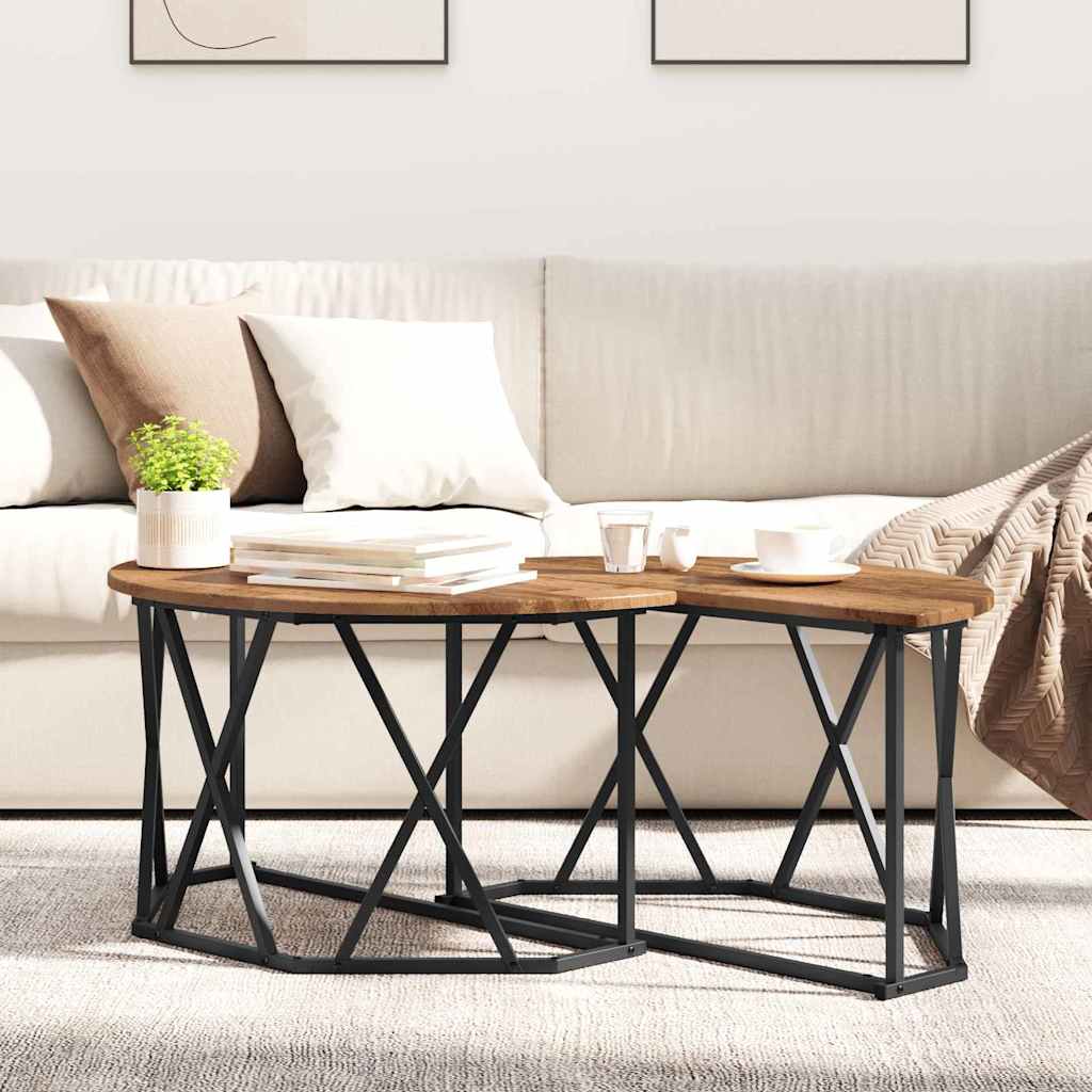 Couchtisch Altholz 80 x 80 x 42 cm Ingenieurholz und Stahl