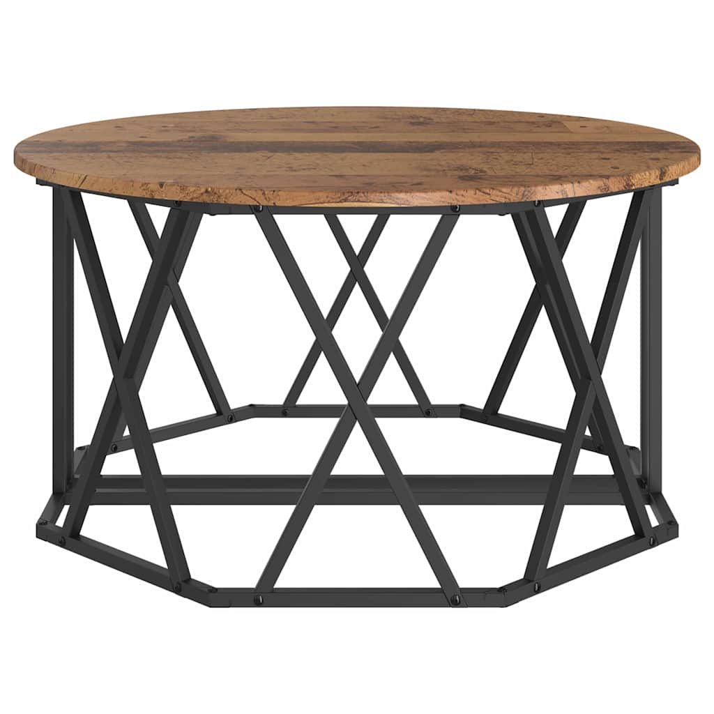 Couchtisch Altholz 80 x 80 x 42 cm Ingenieurholz und Stahl