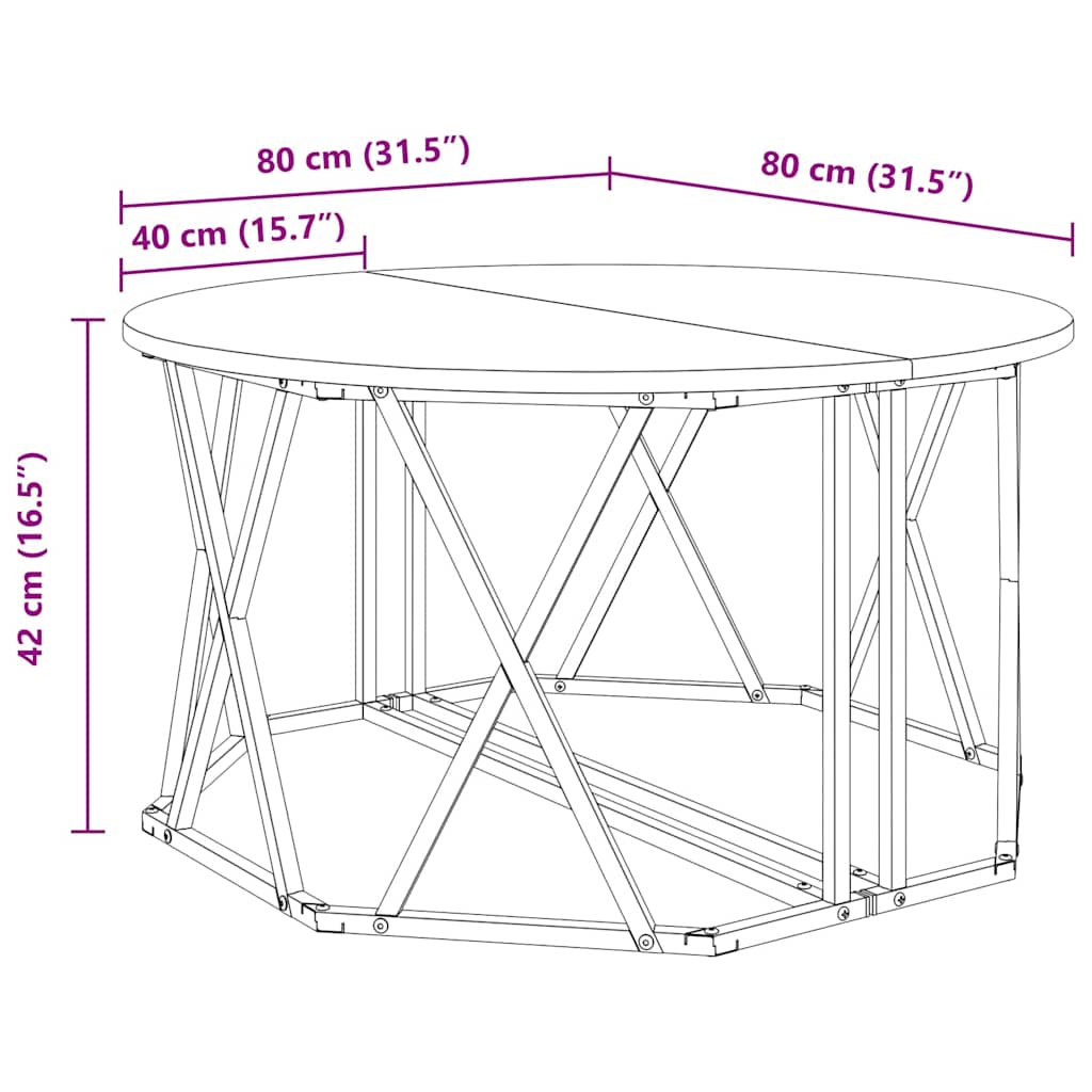 Couchtisch Altholz 80 x 80 x 42 cm Ingenieurholz und Stahl