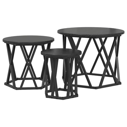 Nesting Beistelltisch 3 stk. Schwarz Eichen-Optik