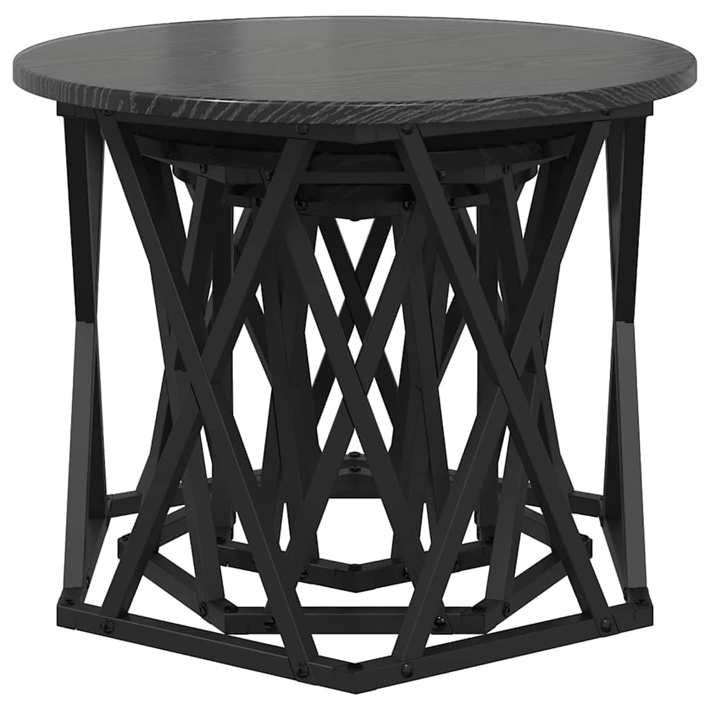 Nesting Beistelltisch 3 stk. Schwarz Eichen-Optik