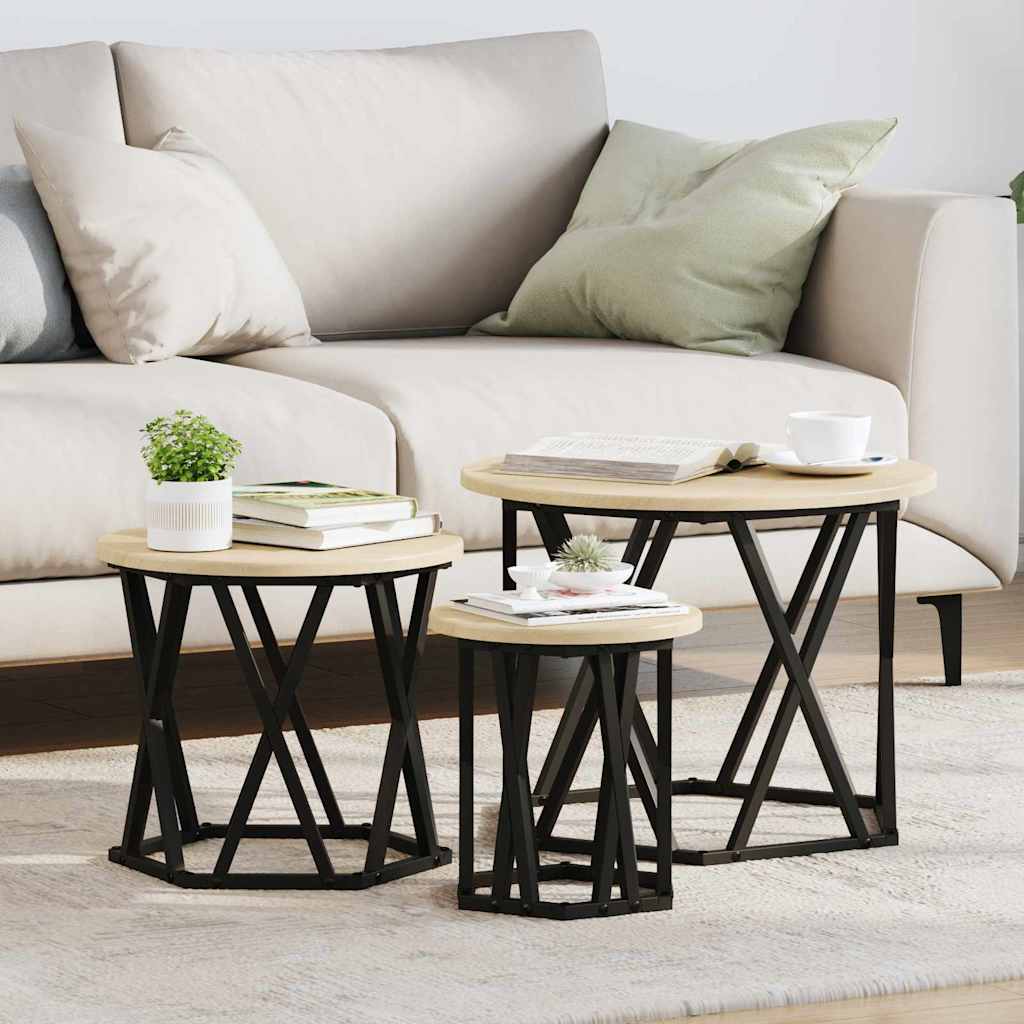 Nesting Beistelltisch 3 stk. Sonoma-Eiche 53 x 53 x 40 cm