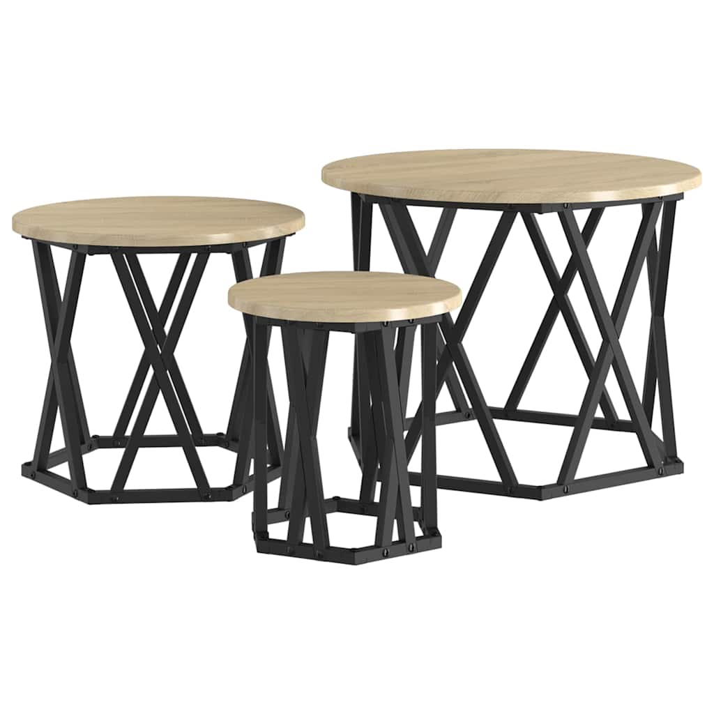 Nesting Beistelltisch 3 stk. Sonoma-Eiche 53 x 53 x 40 cm