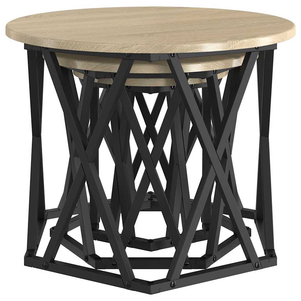 Nesting Beistelltisch 3 stk. Sonoma-Eiche 53 x 53 x 40 cm