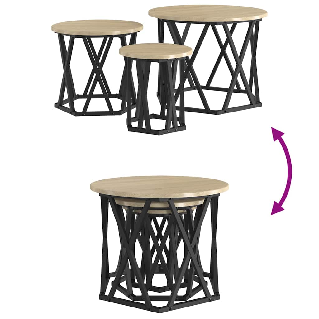 Nesting Beistelltisch 3 stk. Sonoma-Eiche 53 x 53 x 40 cm