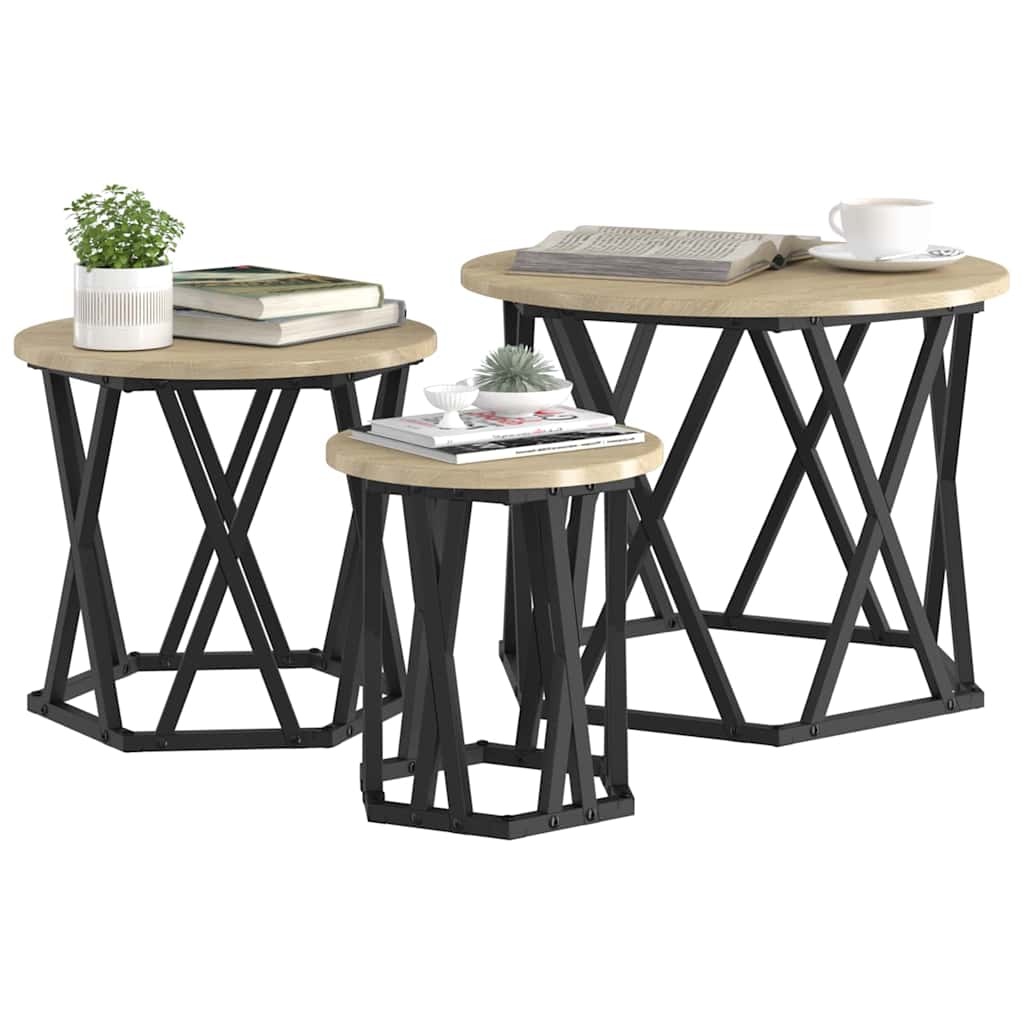 Nesting Beistelltisch 3 stk. Sonoma-Eiche 53 x 53 x 40 cm