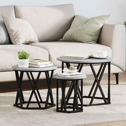 Nesting Beistelltisch 3 stk. Sonoma-Grau 53 x 53 x 40 cm
