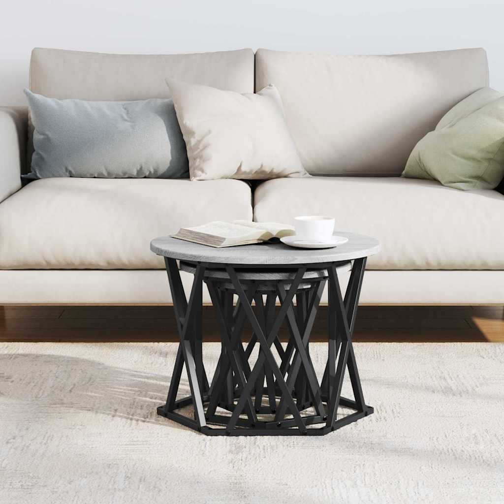 Nesting Beistelltisch 3 stk. Sonoma-Grau 53 x 53 x 40 cm