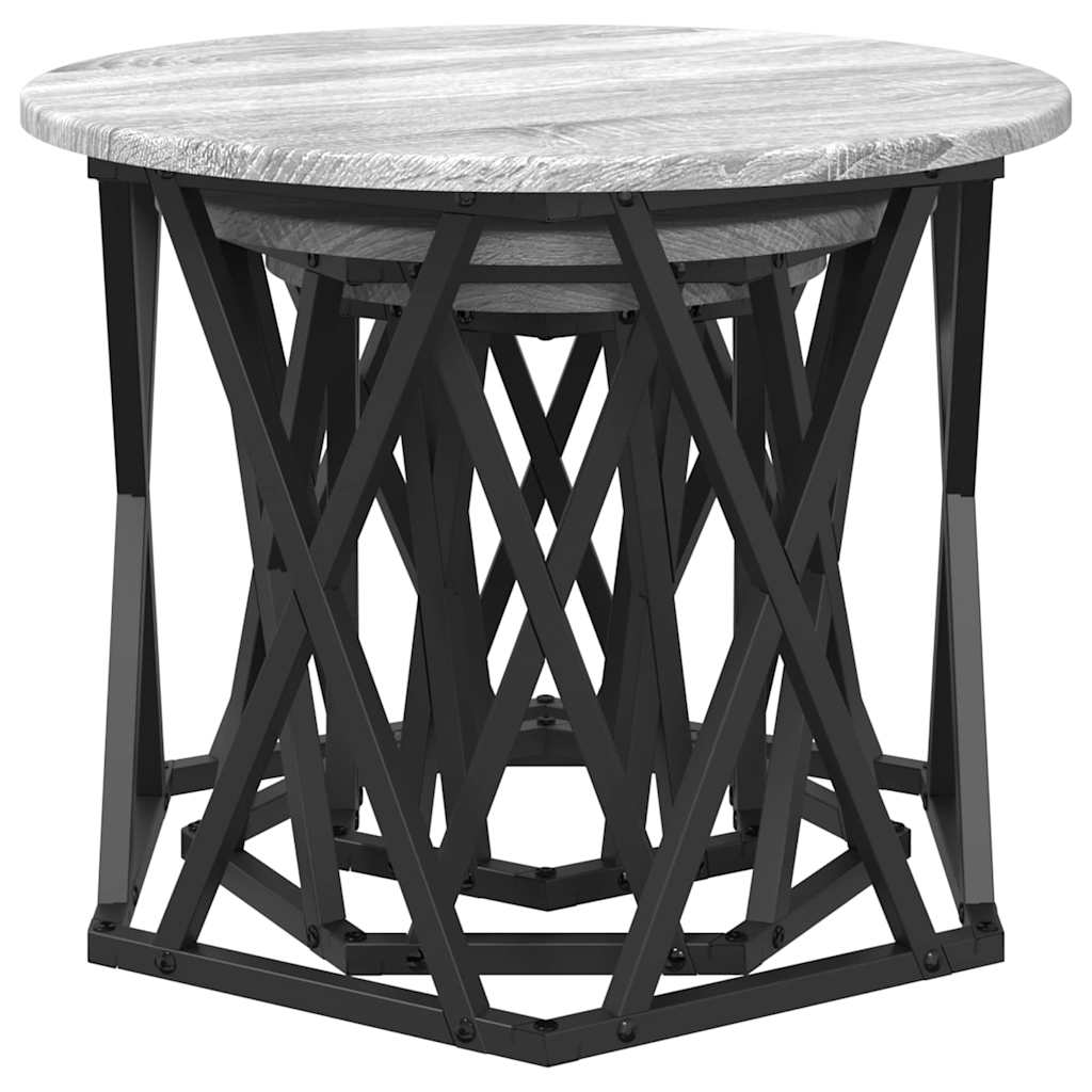 Nesting Beistelltisch 3 stk. Sonoma-Grau 53 x 53 x 40 cm