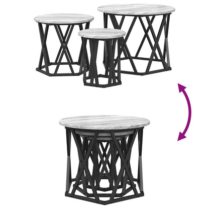 Nesting Beistelltisch 3 stk. Sonoma-Grau 53 x 53 x 40 cm
