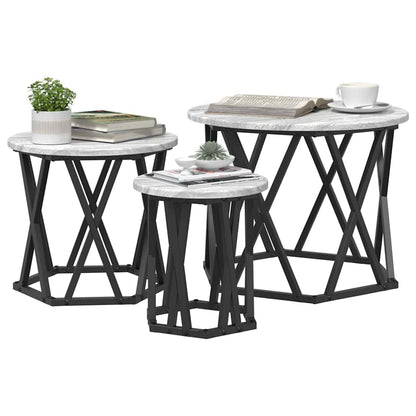 Nesting Beistelltisch 3 stk. Sonoma-Grau 53 x 53 x 40 cm