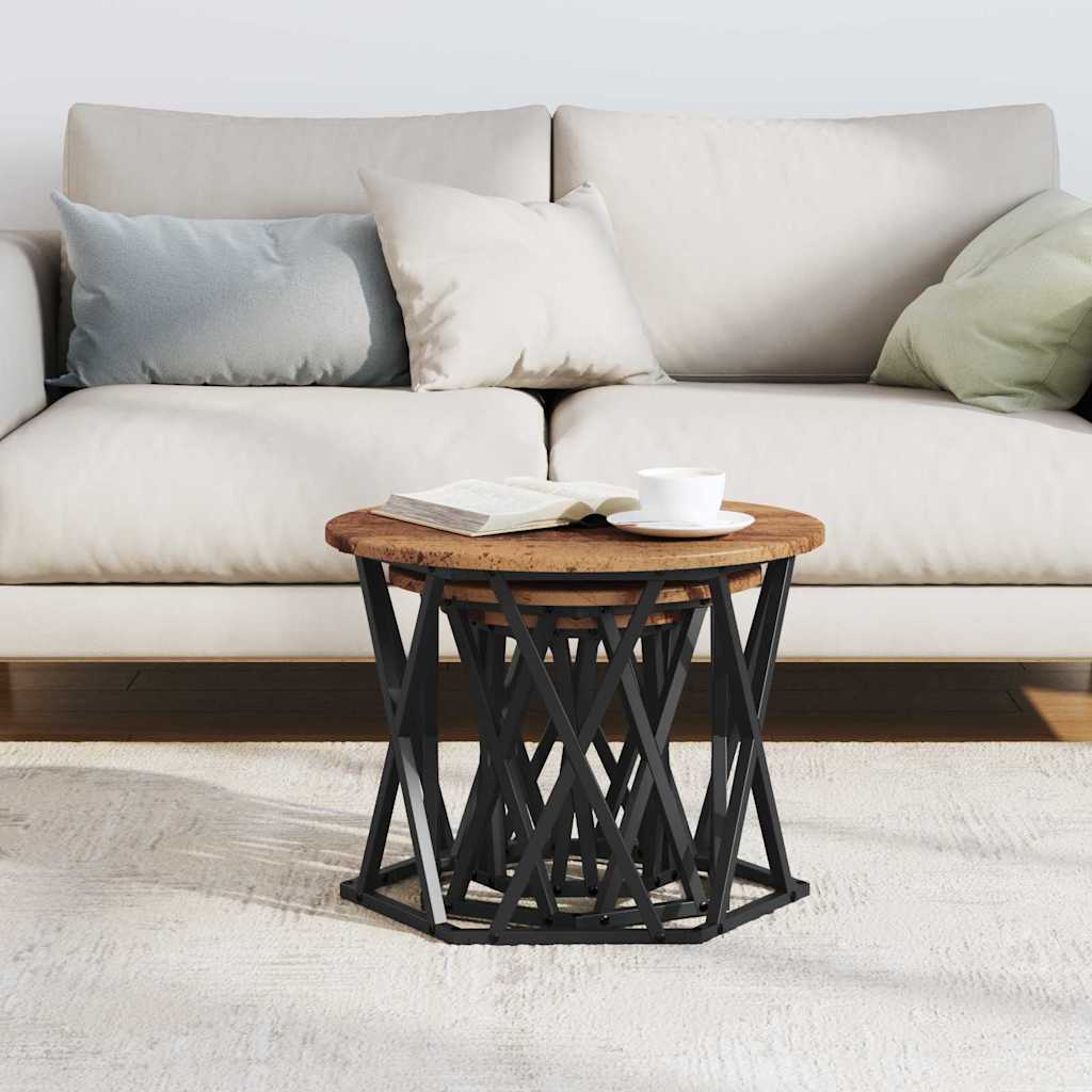 Nesting Beistelltisch 3 stk. Altholz 53 x 53 x 40 cm