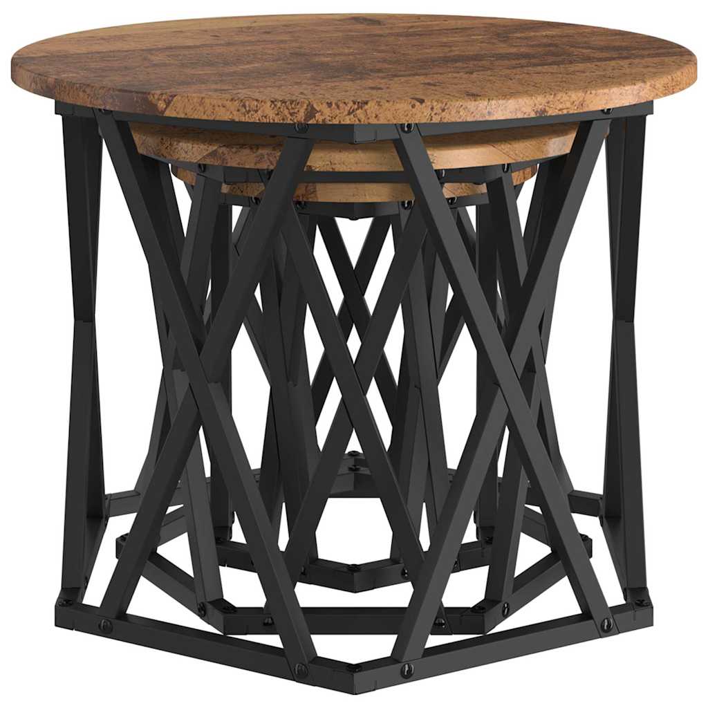 Nesting Beistelltisch 3 stk. Altholz 53 x 53 x 40 cm