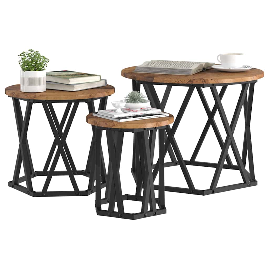 Nesting Beistelltisch 3 stk. Altholz 53 x 53 x 40 cm