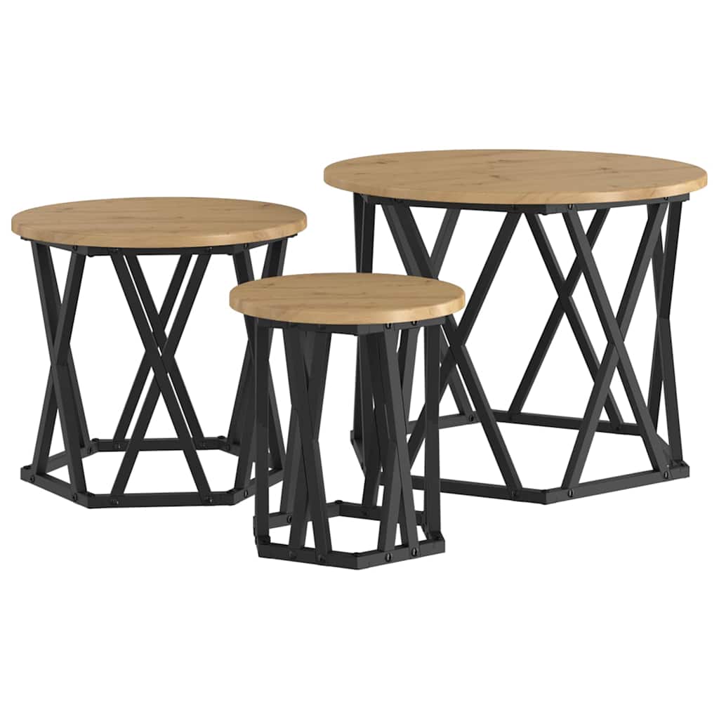 Nesting Beistelltisch 3 stk. Artisan-Eiche 53 x 53 x 40 cm