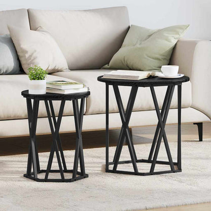 Couchtisch 2 stk. Schwarz Eichen-Optik 50 x 50 x 50 cm