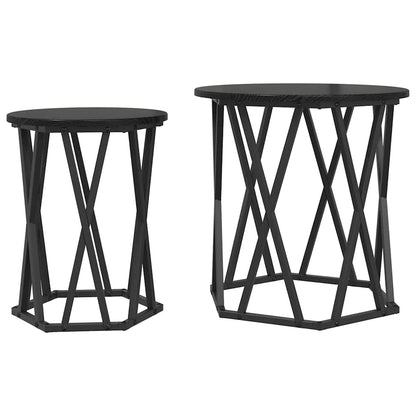 Couchtisch 2 stk. Schwarz Eichen-Optik 50 x 50 x 50 cm