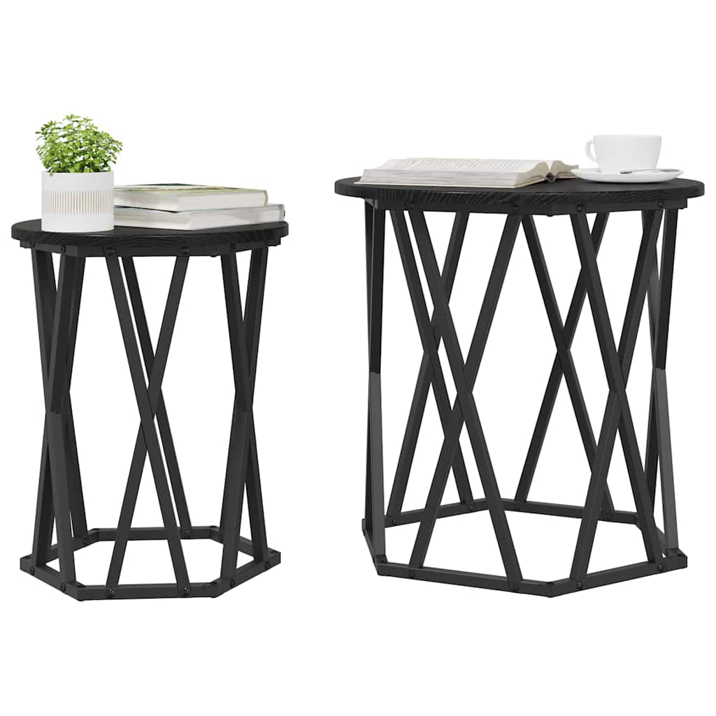 Couchtisch 2 pcs Schwarze Eiche 50 x 50 x 50 cm
