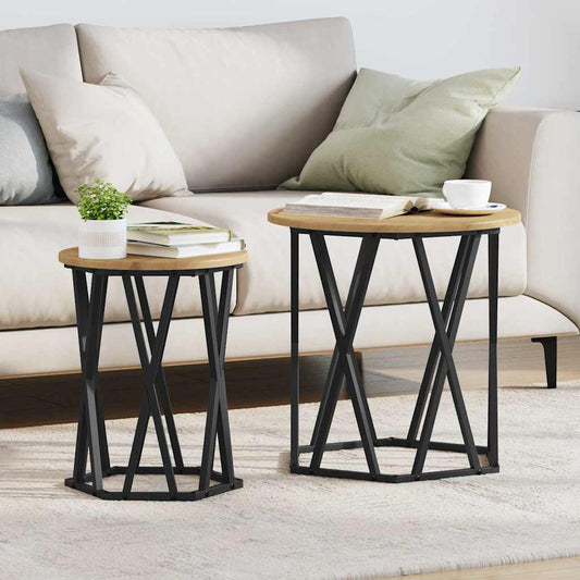 Couchtisch 2 pcs Eiche handwerklich 50 x 50 x 50 cm