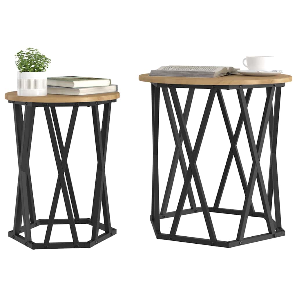 Couchtisch 2 pcs Eiche handwerklich 50 x 50 x 50 cm