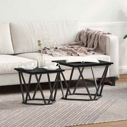 Beistelltisch-Set 2 stk. Schwarz Eichen-Optik 50 x 50 x 40 cm