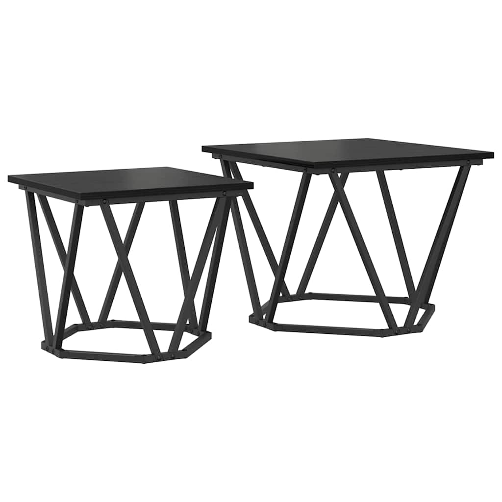 Beistelltisch-Set 2 stk. Schwarz Eichen-Optik 50 x 50 x 40 cm