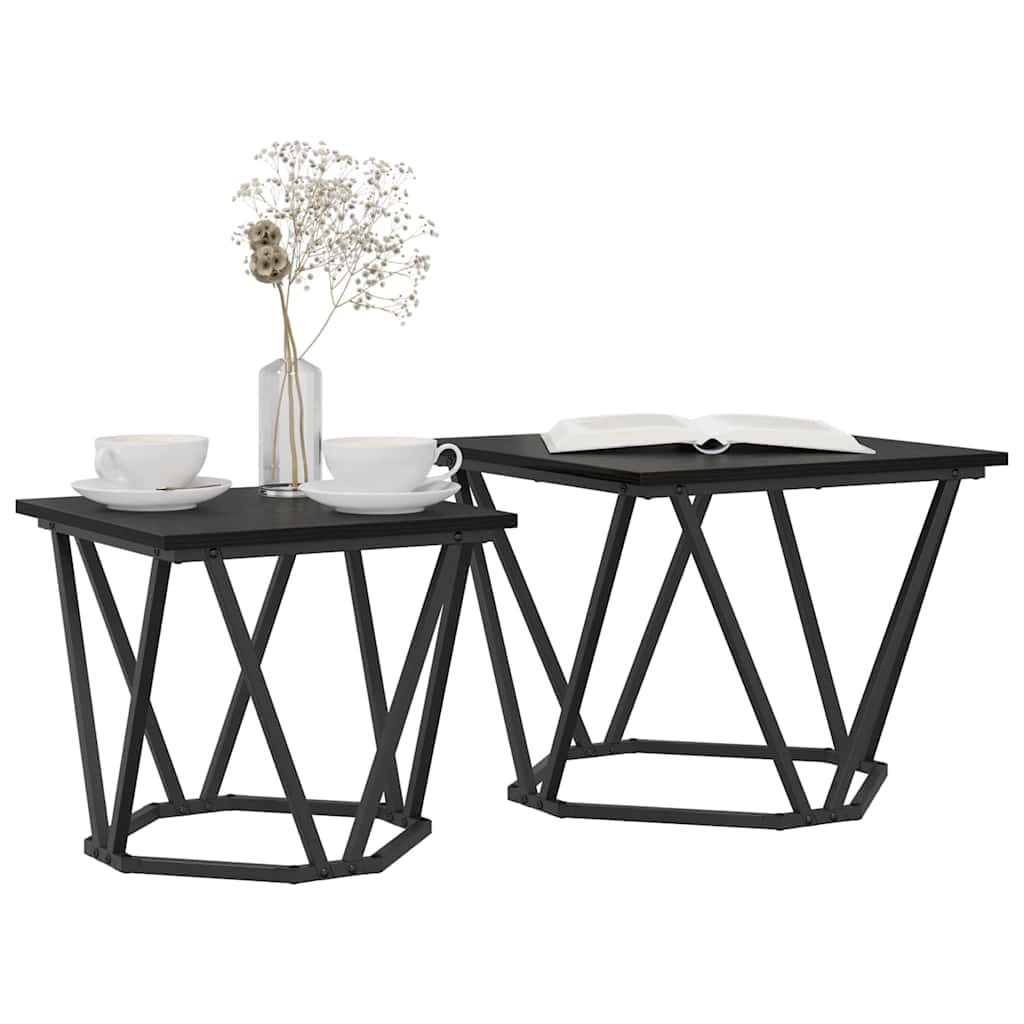 Beistelltisch-Set 2 stk. Schwarz Eichen-Optik 50 x 50 x 40 cm