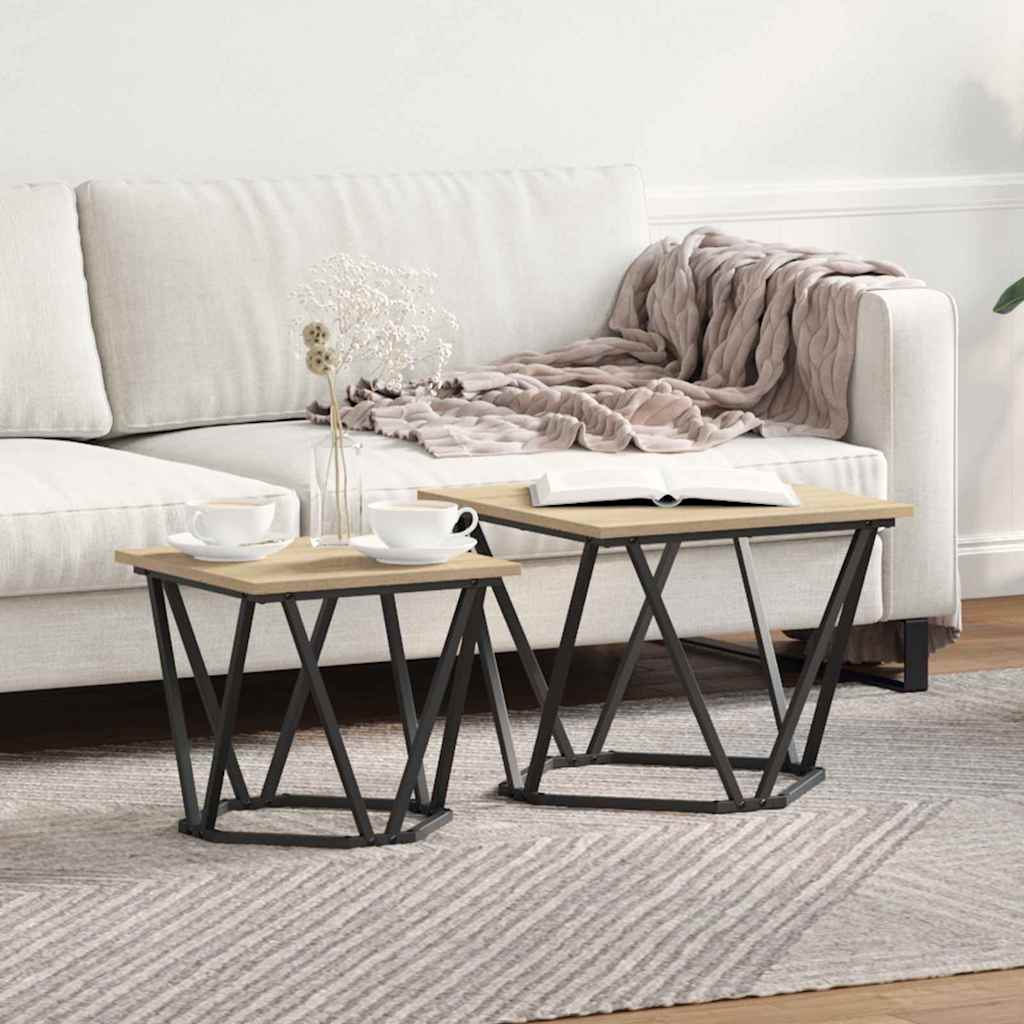 Beistelltisch-Set 2 stk. Sonoma-Eiche 50 x 50 x 40 cm