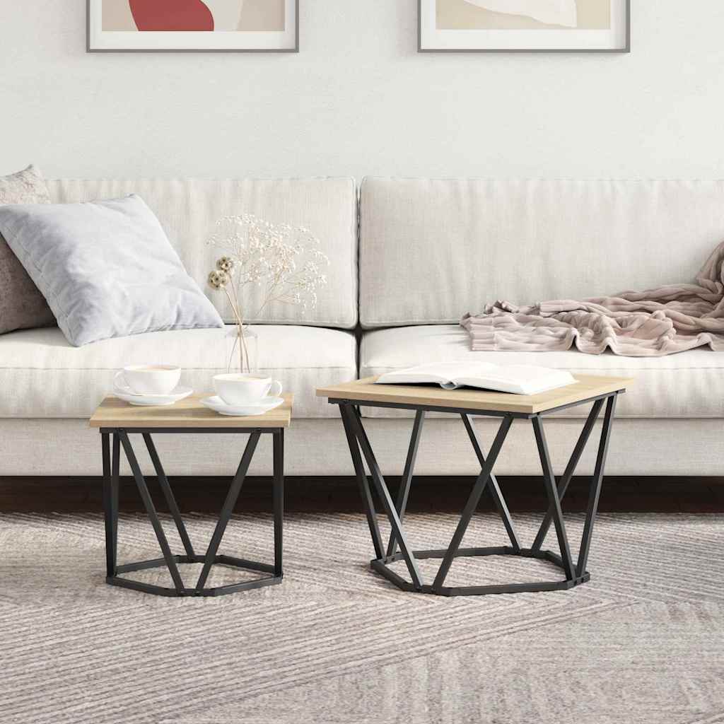 Beistelltisch-Set 2 stk. Sonoma-Eiche 50 x 50 x 40 cm