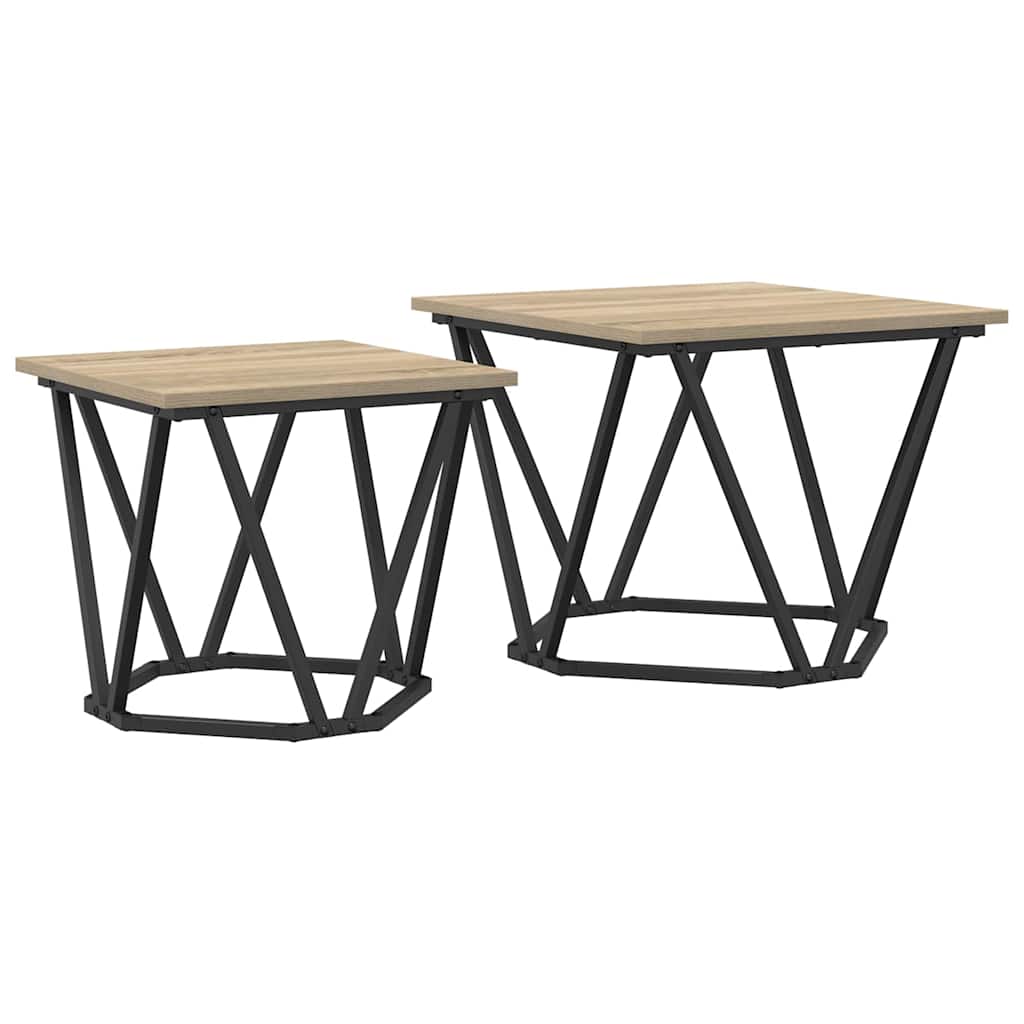 Beistelltisch-Set 2 stk. Sonoma-Eiche 50 x 50 x 40 cm