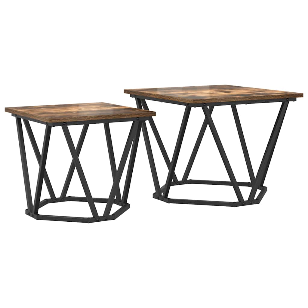 Beistelltisch-Set 2 stk. Geräucherte Eiche 50 x 50 x 40 cm