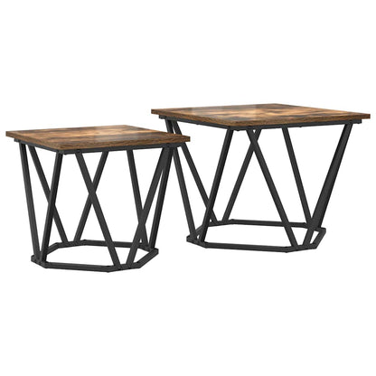 Beistelltisch-Set 2 stk. Geräucherte Eiche 50 x 50 x 40 cm