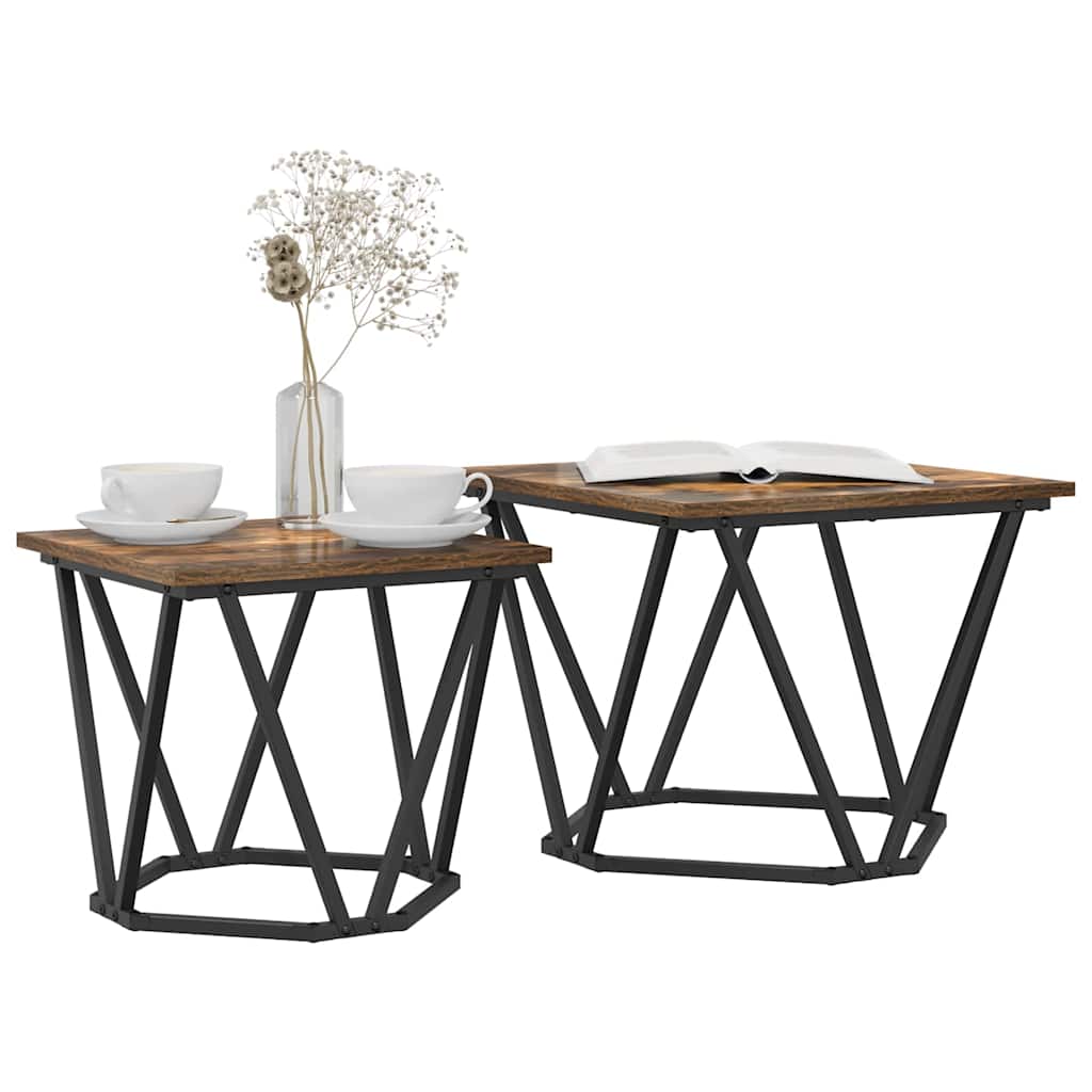 Beistelltisch-Set 2 stk. Geräucherte Eiche 50 x 50 x 40 cm