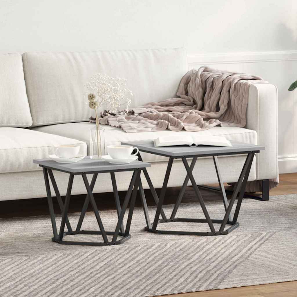 Beistelltisch-Set 2 stk. Graues Sonoma 50 x 50 x 40 cm