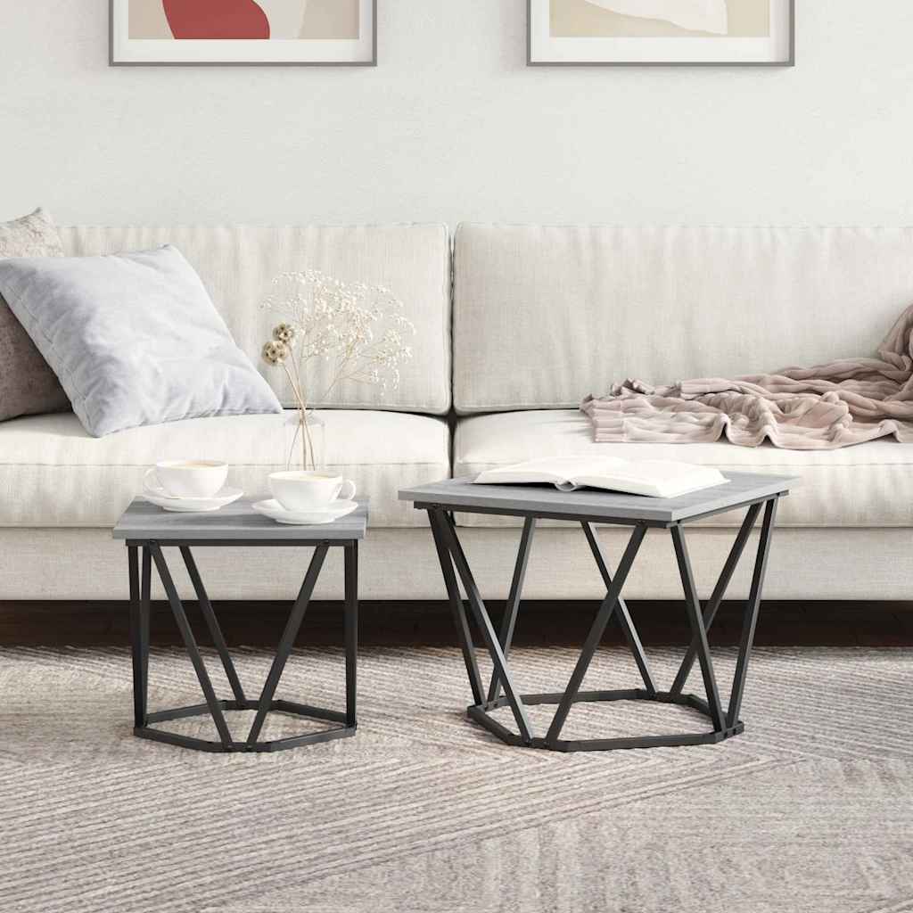 Beistelltisch-Set 2 stk. Graues Sonoma 50 x 50 x 40 cm