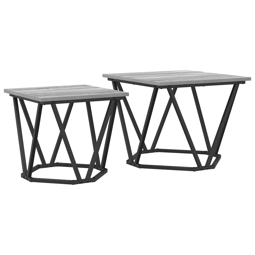 Beistelltisch-Set 2 stk. Graues Sonoma 50 x 50 x 40 cm