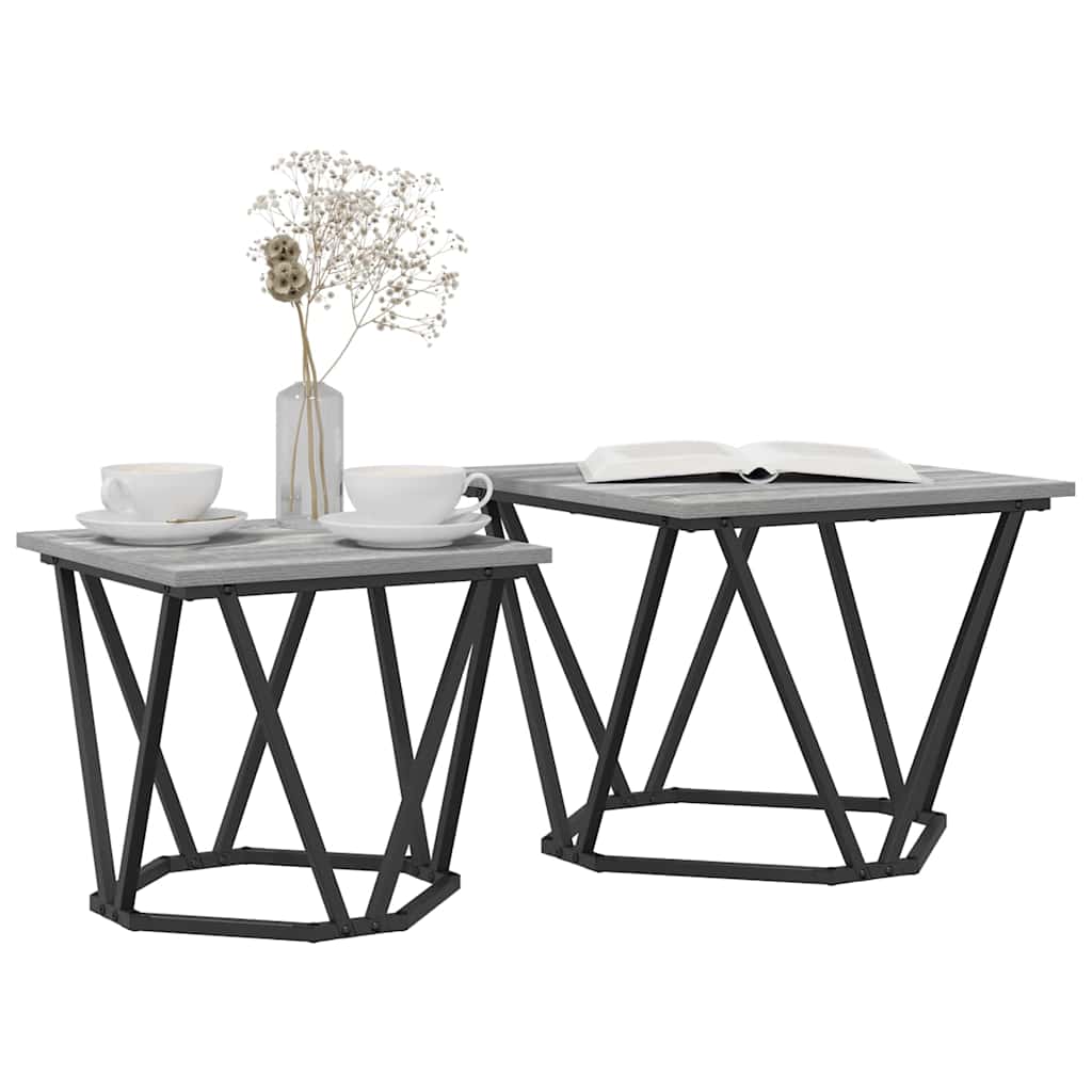 Beistelltisch-Set 2 stk. Graues Sonoma 50 x 50 x 40 cm