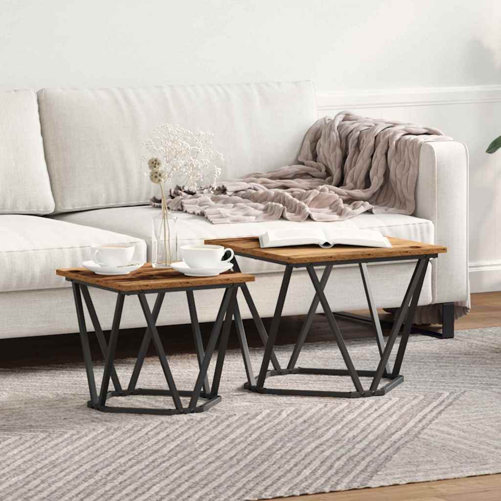Beistelltisch-Set 2 stk. Altholz 50 x 50 x 40 cm