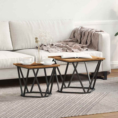 Beistelltisch-Set 2 stk. Altholz 50 x 50 x 40 cm