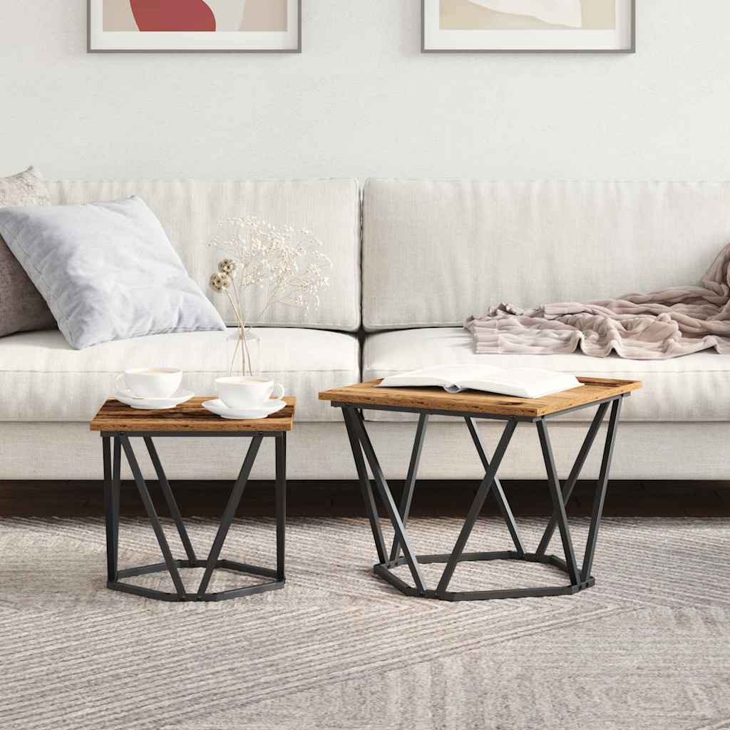 Beistelltisch-Set 2 stk. Altholz 50 x 50 x 40 cm