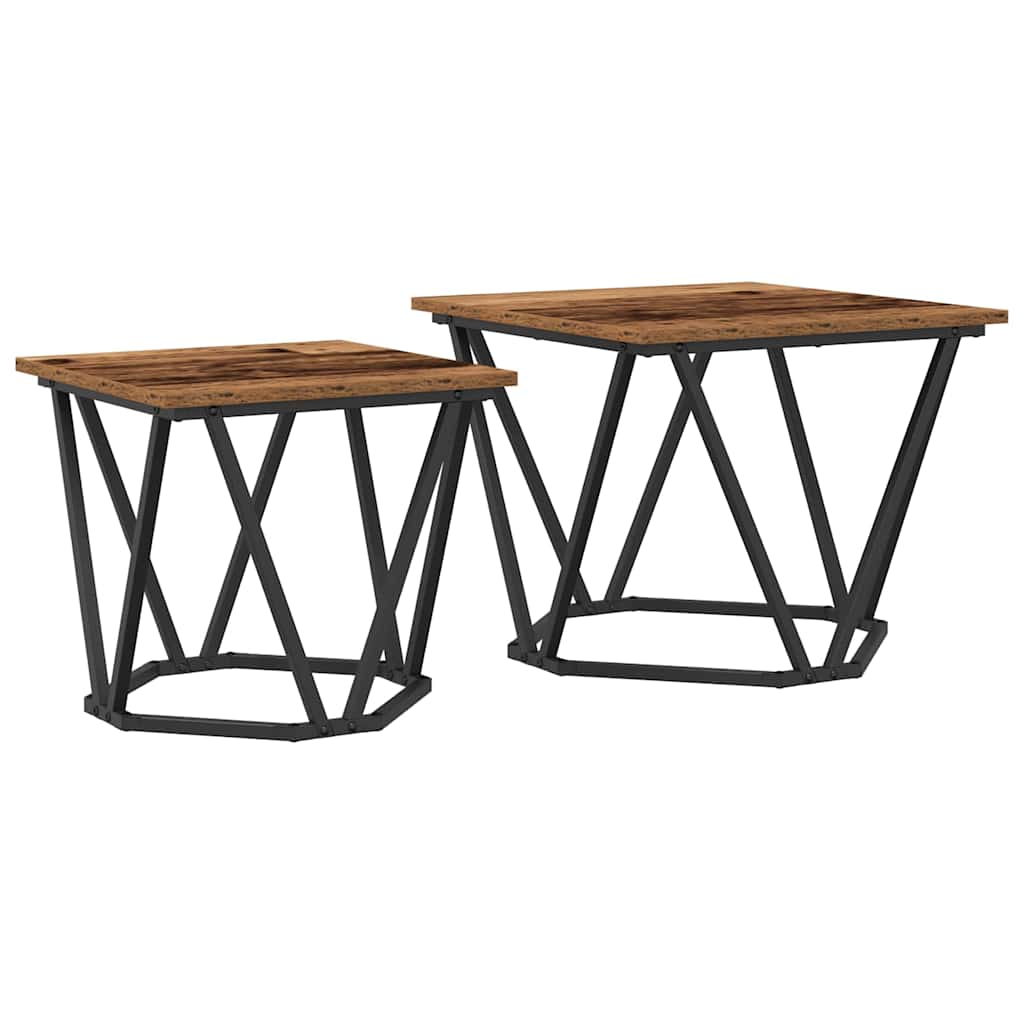 Beistelltisch-Set 2 stk. Altholz 50 x 50 x 40 cm