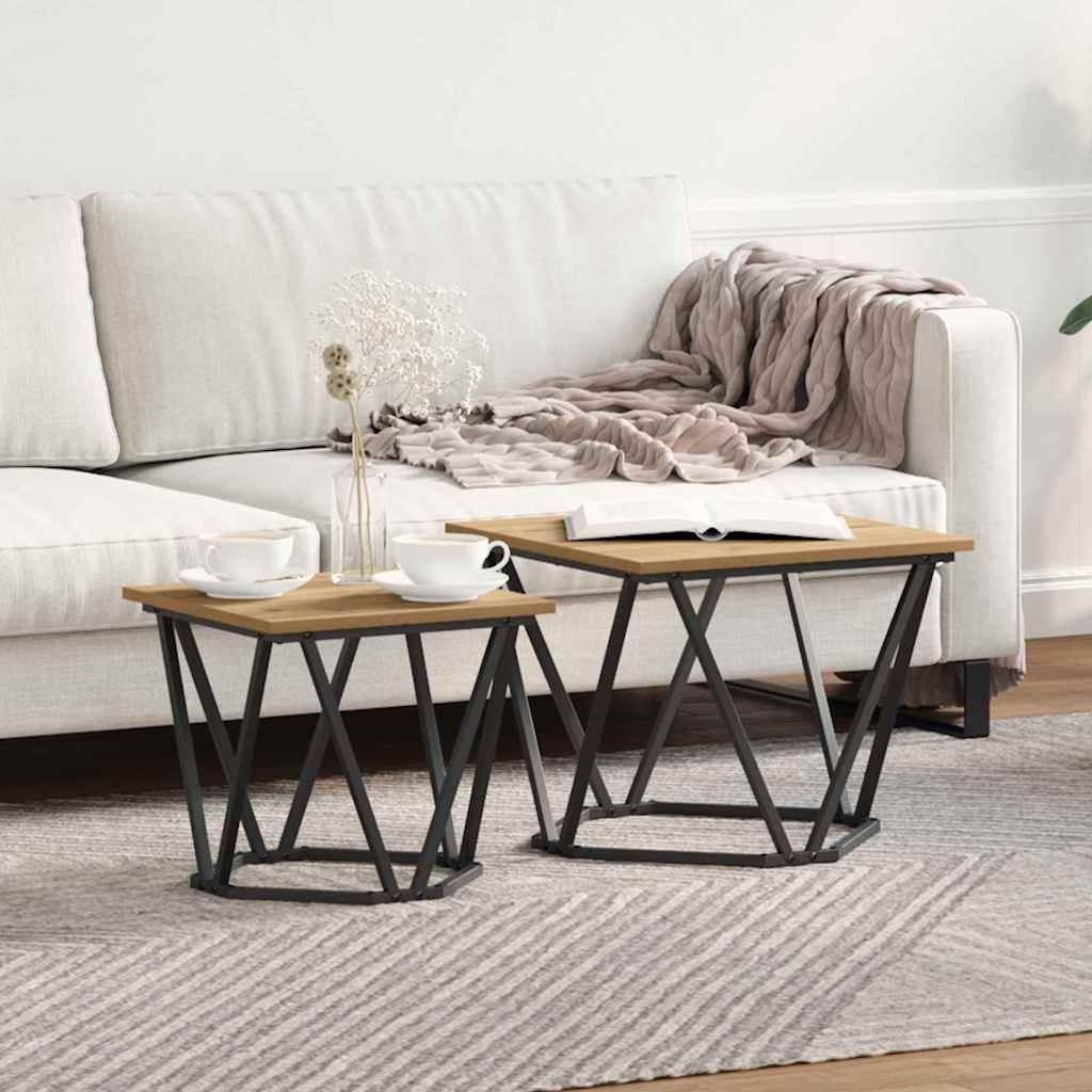 Beistelltisch-Set 2 stk. Artisan-Eiche 50 x 50 x 40 cm