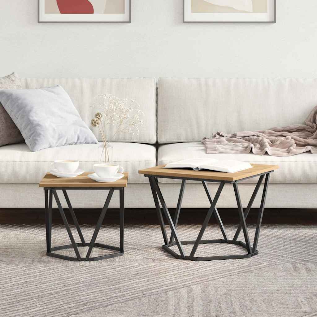 Beistelltisch-Set 2 stk. Artisan-Eiche 50 x 50 x 40 cm