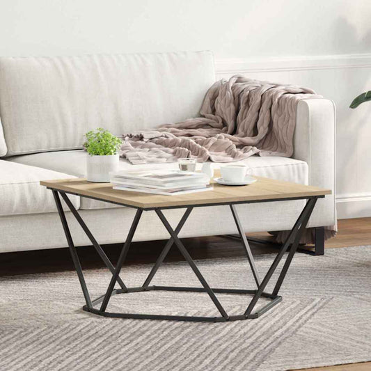 Couchtisch Sonoma-Eiche 80 x 80 x 45 cm Ingenieurholz und Stahl