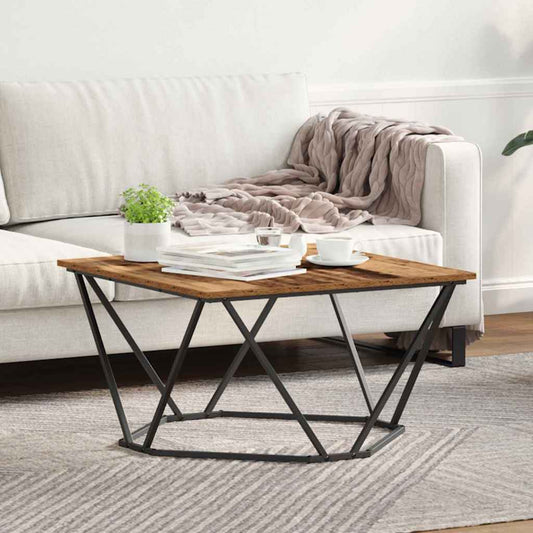 Couchtisch Altholz 80 x 80 x 45 cm Ingenieurholz und Stahl