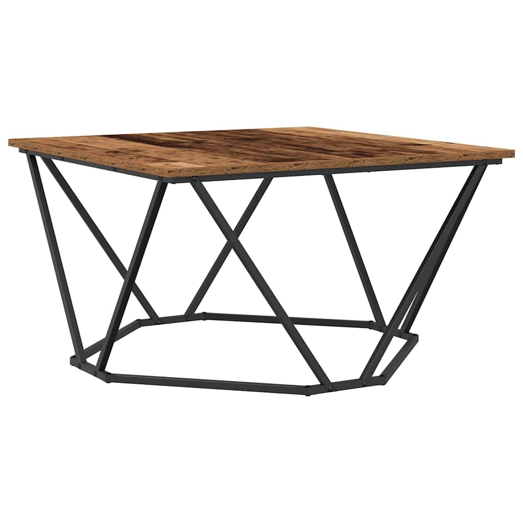 Couchtisch Altholz 80 x 80 x 45 cm Ingenieurholz und Stahl