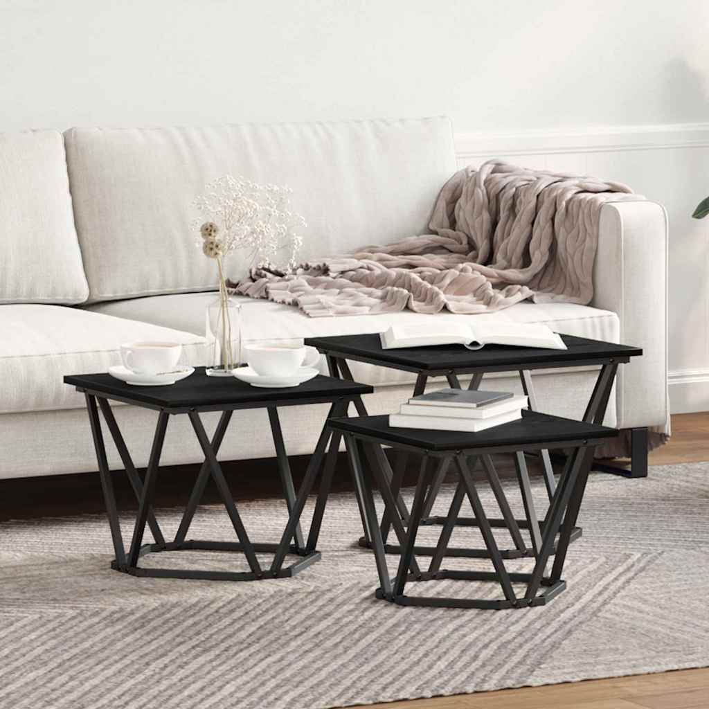 Couchtisch 3 pcs Schwarze Eiche 50 x 50 x 40 cm