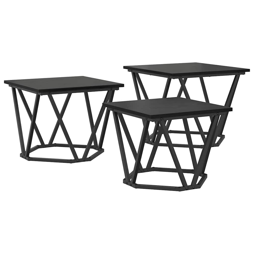 Couchtisch 3 pcs Schwarze Eiche 50 x 50 x 40 cm