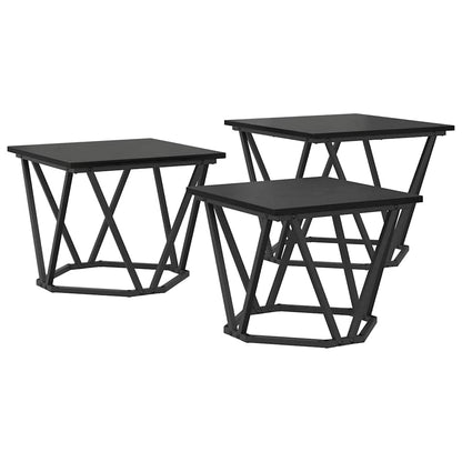 Couchtisch 3 stk. Schwarz Eichen-Optik 50 x 50 x 40 cm